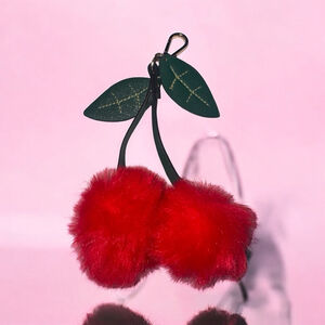 Women's Unbranded Red Green Cherry Fluffy Keychain One Size